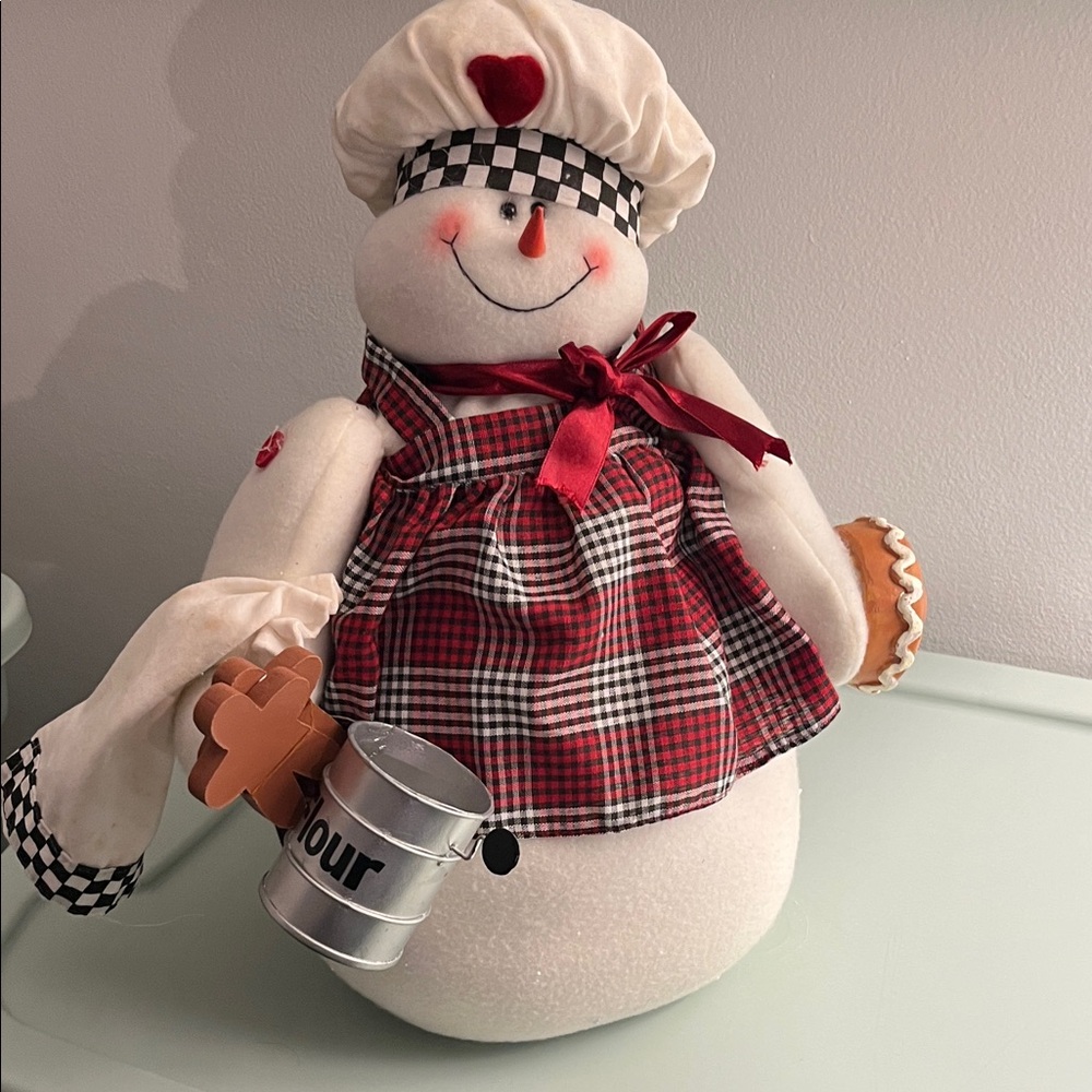 Festive Snowman Chef‎ Decoration - Red and White. Or leave up all year round.